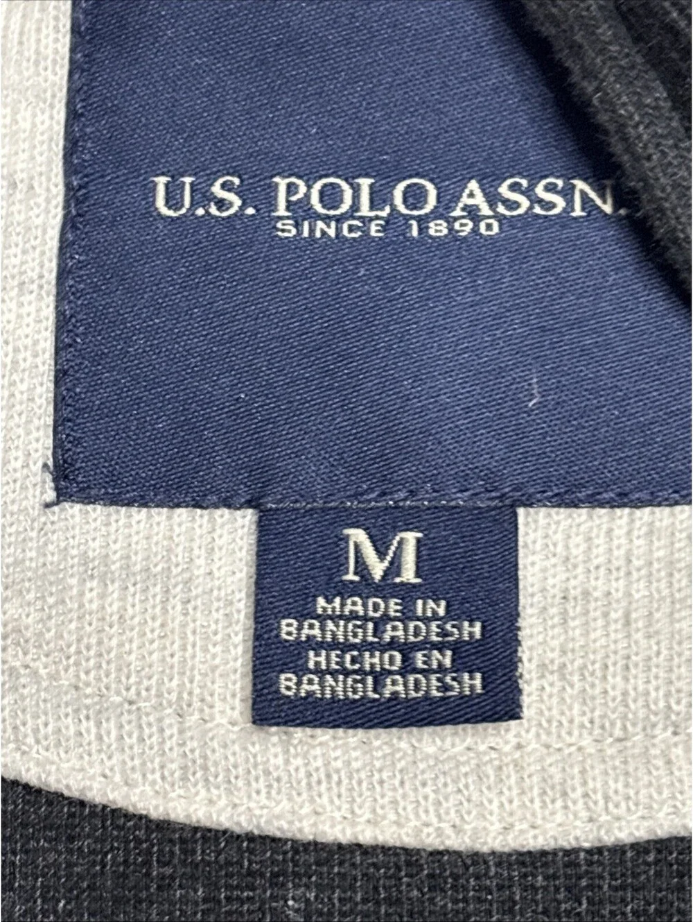 US Polo Association  - 1/4 Zip Long Sleeve Black Sweater - Size Medium